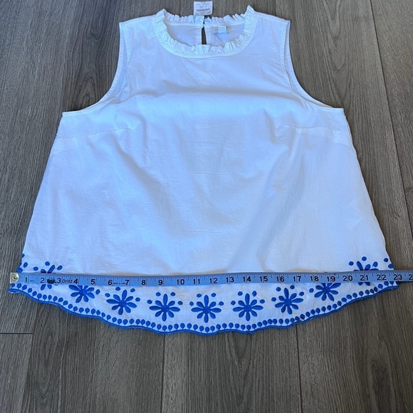 J. Crew Factory CottonHigh Neck Swing Top With Embroidery In White Size Medium - Picture 6 of 13